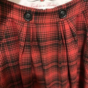 Zara Red/black plaid high waist skirt